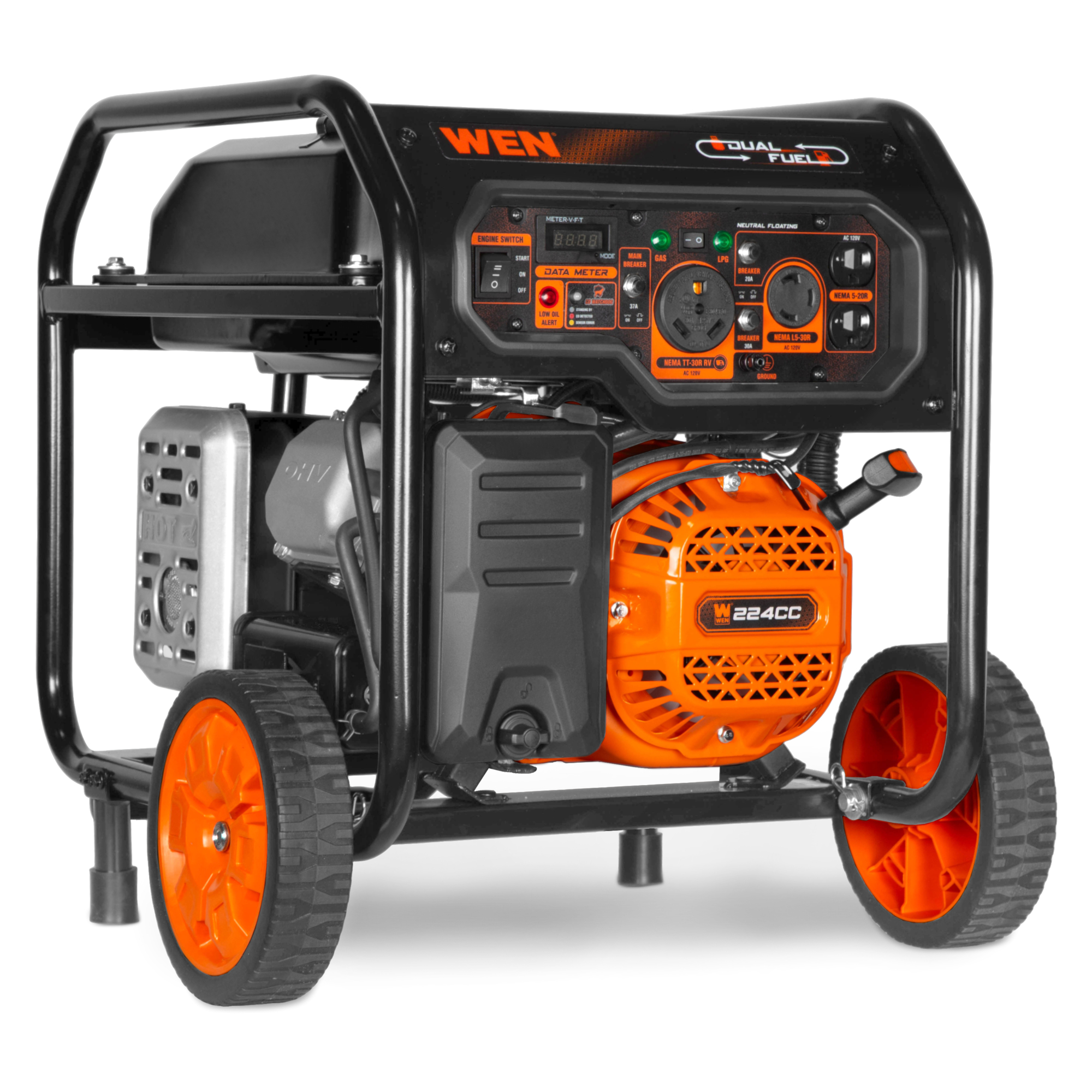 WEN 120V Dual Fuel Generator, 5600 Surge Watts, 4500 Rated Watts, Electric Start, Model# DF5600X